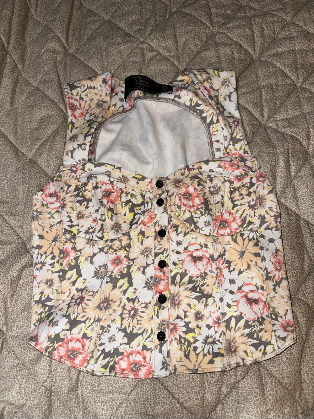 Floral Button-Front Sleeveless Top - Multi